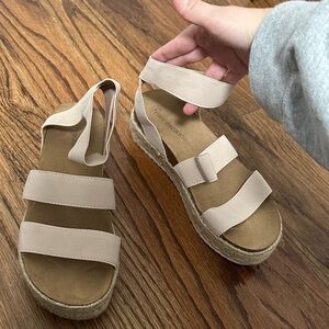 Refresh Cream Espadrille Flatform Sandals